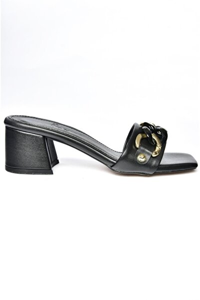 Fox Shoes P590550509 Black Thick Heeled Women's Slippers