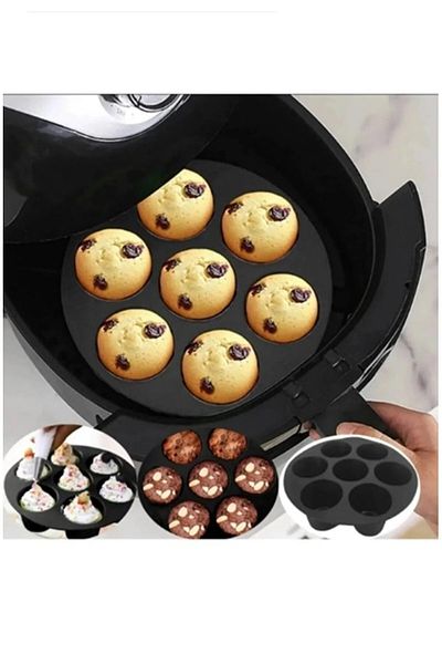 AKCAKESE 7 Compartment Airfryer Silicone Muffin Cake Baking Mold - Air Fryer Accessory