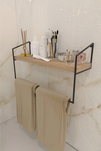 MSAĞWOODS Bathroom Sink Hand Towel Holder Wood-metal Organizer Wall Shelf Home Gift Luxury