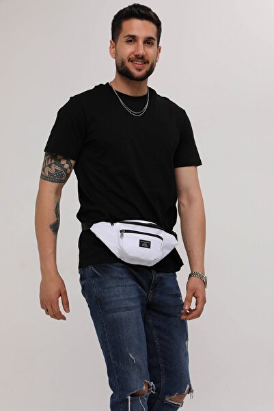 D'VERS Unisex Beyaz 2 Bölmeli Omuz Ve Bel Çantası