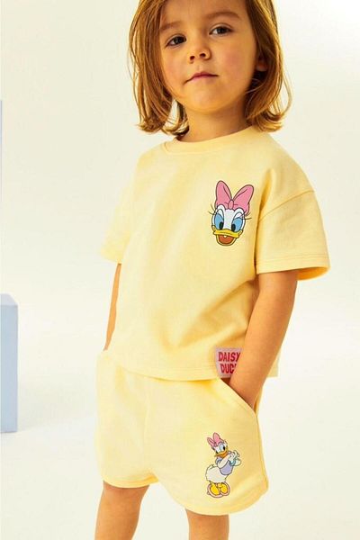 Pink Hippo Kids Girl's Daisy Duck Printed Shorts Top and Bottom Double Set