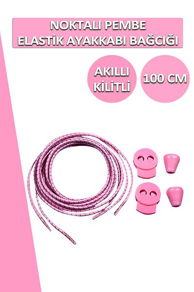 Dopar Lucky Pink Smart Locking Shoelaces Elastic Dotted Laces 100 Cm
