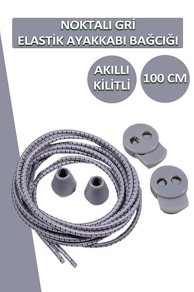 Dopar Lucky Gray Smart Locking Shoelaces Elastic Dotted Laces 100 Cm