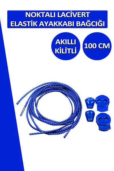 Dopar Lucky Navy Blue Smart Locking Shoelaces Elastic Dotted Laces 100 cm