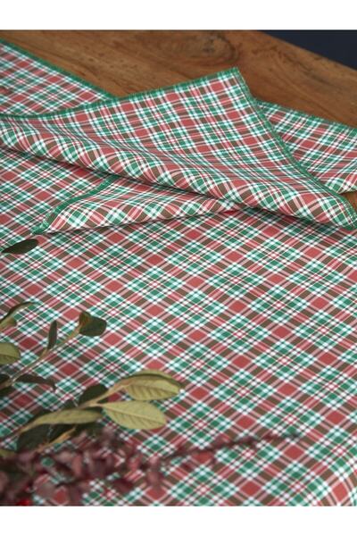 KİRAZHOME New Year Christmas Themed Plaid Pattern Runner Set
