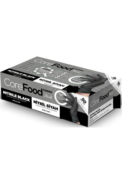 Bimel كورفود - قفازات نيتريل سوداء مسننة مقاس كبير جدًا 50 قطعة