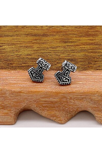 Viking Thor Mjollnir İskandinav Nordik Tarz Odin Çekiç Çivi Model 316L Çelik Unisex Küpe