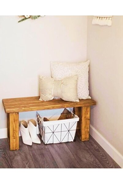Alyones Ahşap Masif Bank Tabure Çam Ağacı Bank Yatak Ucu Sehpa