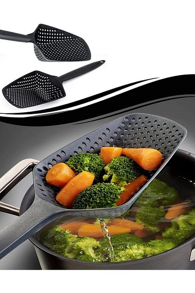 Kumpazar Strainer Ladle Heat Resistant Plastic Boiling and Macarano Strainer Serving Colander with Holes