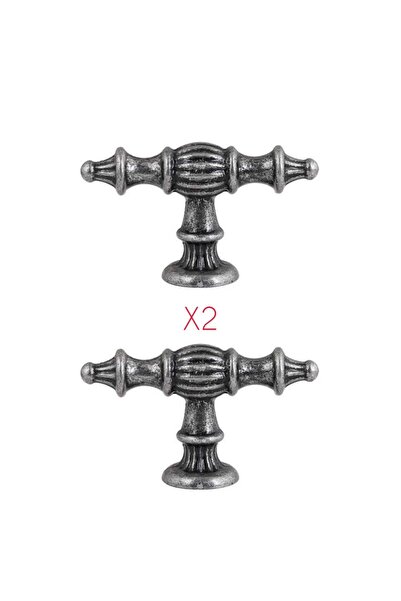 ARON (2 ADET) Ada Düğme Rustik Kulp ( Antik Gümüş ) Tv Ünite Şifonyer Konsol Mutfak Çekmece Kapak Kulpu