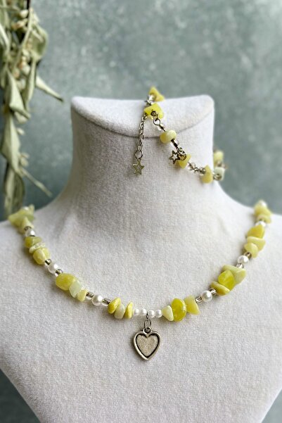 EfsunluTAŞ مجموعة قلادة وسوار من حجر اليشم الطبيعي