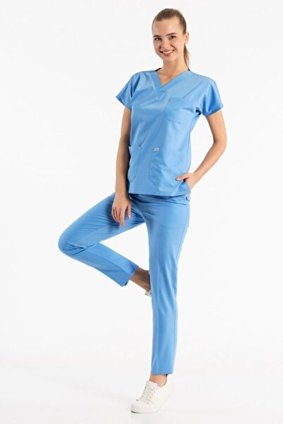 Owlet Medikal بدلة جراحية ليكرا زرقاء سماوية