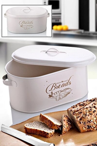 Orvila Luxury Metal Covered White Bread Bowl with Handle