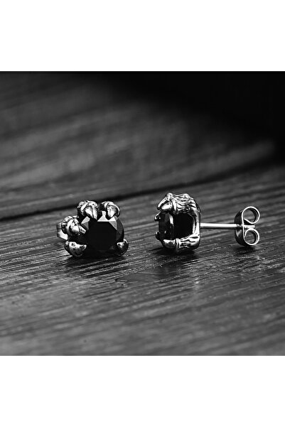 Viking Dragon Claw Gothic Zircon Stone Claw Witchcraft Nail Model Large Size 316L Steel Men's Earrings