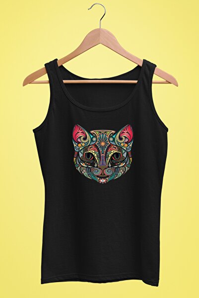 Raf Coll Γυναικείο μπλουζάκι με λουράκι Cat Digital Printed 100% Βαμβάκι