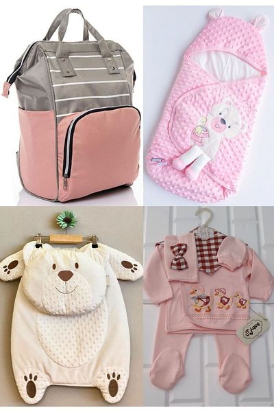 sahra bebek Large Birth Set (100% Cotton Hospital Exit, Baby Care Backpack, Snacking and 100% Cotton Swaddle Set)