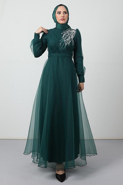 Giza Giyim Nisa Hijab Evening Dress Emerald