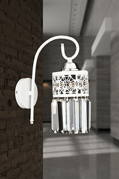 Genel Markalar Dilara Beyaz Krom Aşağı Bakan Kristal Taşlı Aplik