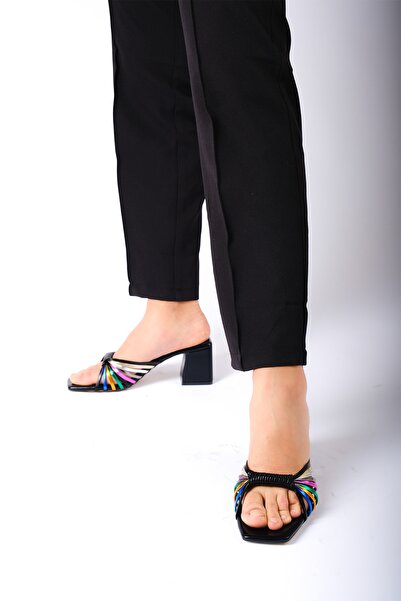 LEYLA STORE Dina Black Heeled Slippers