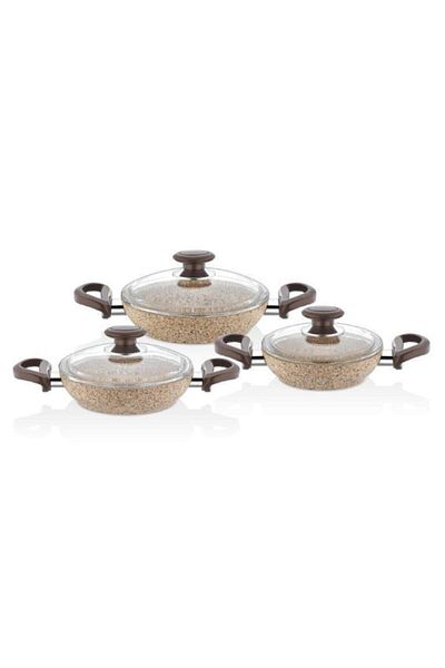 FALEZ Creamy Cast Granite 6 Piece Pan Set Cream
