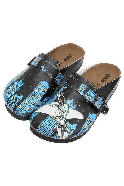 Dogo Papuci negri din piele vegană pentru bărbați - Wings To Bring Flowers Design