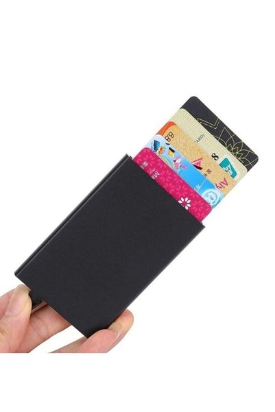 AiryFooT Black Automatic Metal Credit Card Holder Business Card Holder