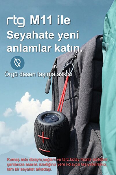 RTG M11 Bluetooth Hoparlör Aux Sd Kart Usb Taşınabilir Ses Bombası Siyah