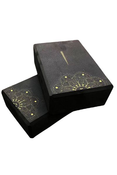 XTR Fitness 2 Pieces Black Patterned Yoga Blocks
