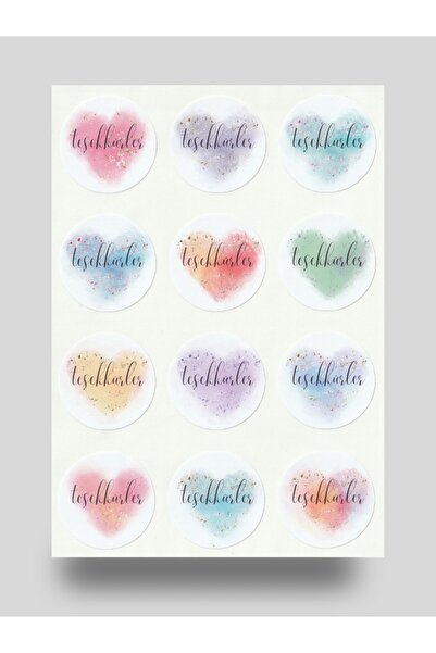 NUNUKİ Işıltılı Kalpler Teşekkürler Sticker Seti Thank You Sevgililer Günü Va...