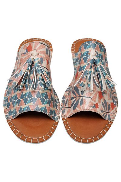 Dogo Women's Vegan Leather Multicolored Slippers - Texture Design