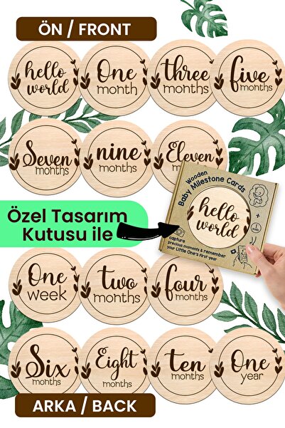 Little One Wooden English Monthly Baby Photo Cards with Special Box