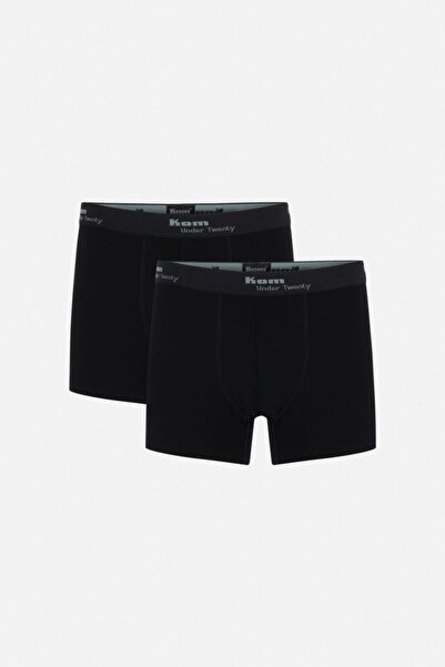 Kom Плътно памучни 2-пакетни черни мъжки боксерки 47% модал 47% памук 6% еластан