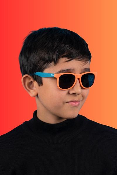 Focus On Polarized Kids Sunglasses |   Matte Orange Turquoise |   5-11 Years |   Light Flexible