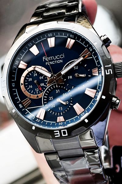 Ferrucci Function Men's Wristwatch 3 ATM Waterproof Smoked Color Steel Strap + Bracelet FRE2023C1