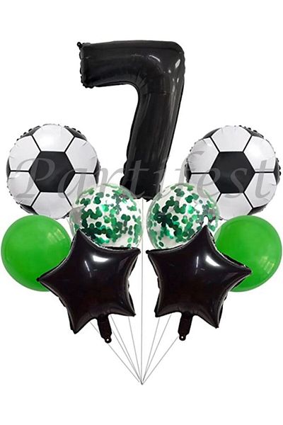 Parti Station Football Concept 7 Year Old Balloon Set Match Concept Birthday Set Age Balloon Set