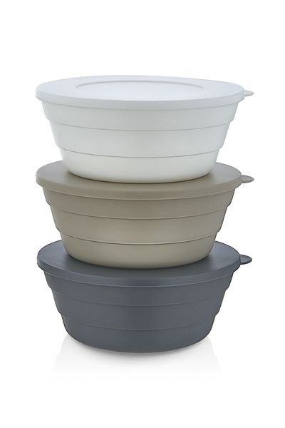 Plastlife وعاء للوجبات الخفيفة سعة 350 مل - حاوية تخزين مكونة من 3 قطع