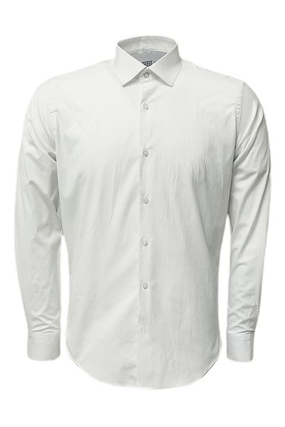 ABIATI 97% Cotton (cotton) 3% Lycra Slimfit White Classic Men's Shirt