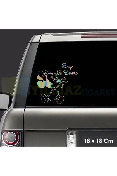 yılmazetic Miny Mouse Arabada Bebek Var Baby On Board Hologram Oto Sticker Et...