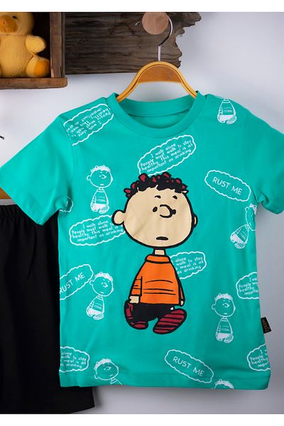 BAYAS Toddler Printed Boy Double Summer Boy Baby Suit Summer T-shirt Short 100% cotton
