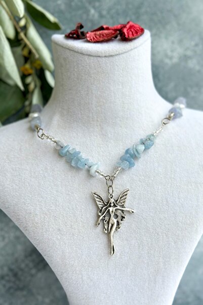 Mosby Akuamarin Y2k Fairycore Doğal Taş Kolye