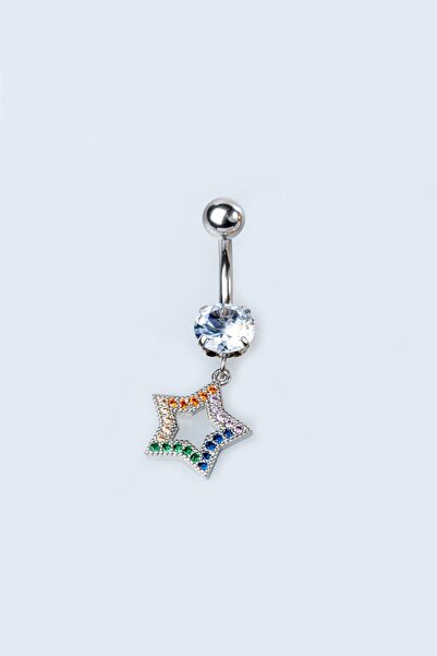 Vilma Aksesuar Cerrahi Çelik Yıldız Taşlı Göbek Piercing (10mm)