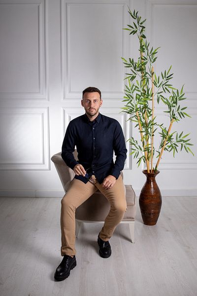 Sarar Λινό πουκάμισο Eleta Slim Fit Dark Navy Blue