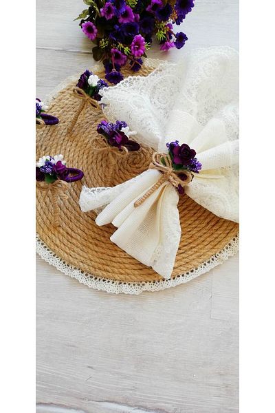 CWolf Purple Flower Bunch 6-Piece Napkin Ring