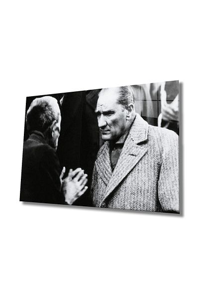 Rosyvien Mustafa Kemal Atatürk Portrait Glass Painting, Home, Office and School Wall Decoration, Gift, Tempered Glass