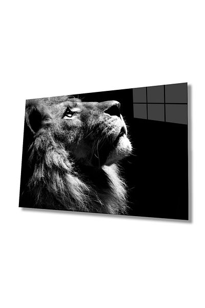 Rosyvien Lion Portrait Wild Nature Landscape Glass Painting, Home and Office Wall Decor, Gift, Tempered Glass