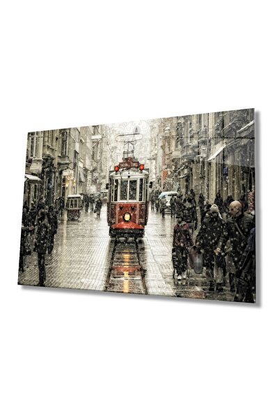 Rosyvien Pictură din sticlă peisajul străzii Istiklal din Istanbul, decor de ...