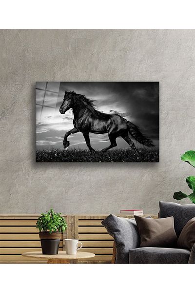 Rosyvien Horse Portrait Wild Nature Landscape Glass Painting, Home and Office Wall Decor, Gift, Tempered Glass