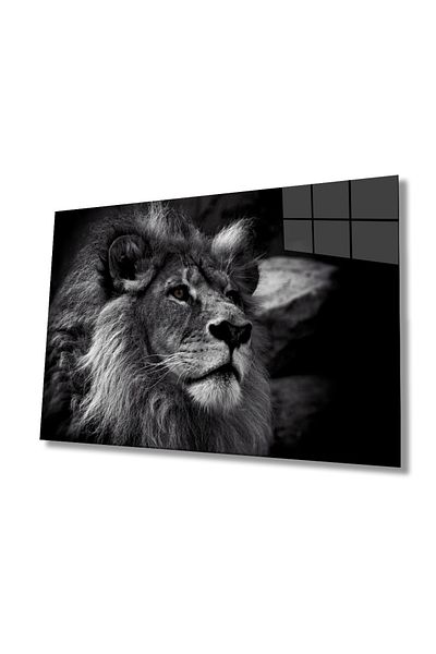 Rosyvien Lion Portrait Wild Nature Landscape Glass Painting, Home and Office Wall Decor, Gift, Tempered Glass