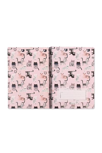 KESKİN COLOR STRIPED 16x22 CM 80 SHEETS CARTON COVER WIRE NOTEBOOK 60 GRAM WHITE PAGE ANIMAL FRİENDS