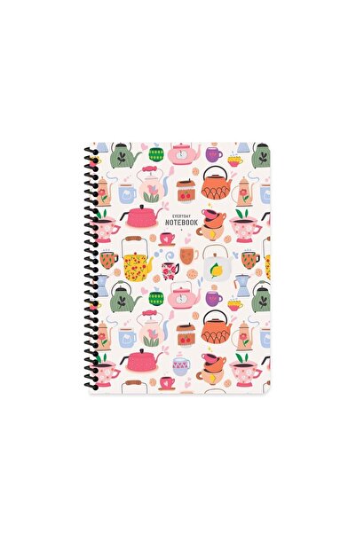 KESKİN COLOR CHECKED 16x22 CM 80 SHEETS CARTON COVER WIRE NOTEBOOK 60 GRAM WHITE PAGE COFFEE